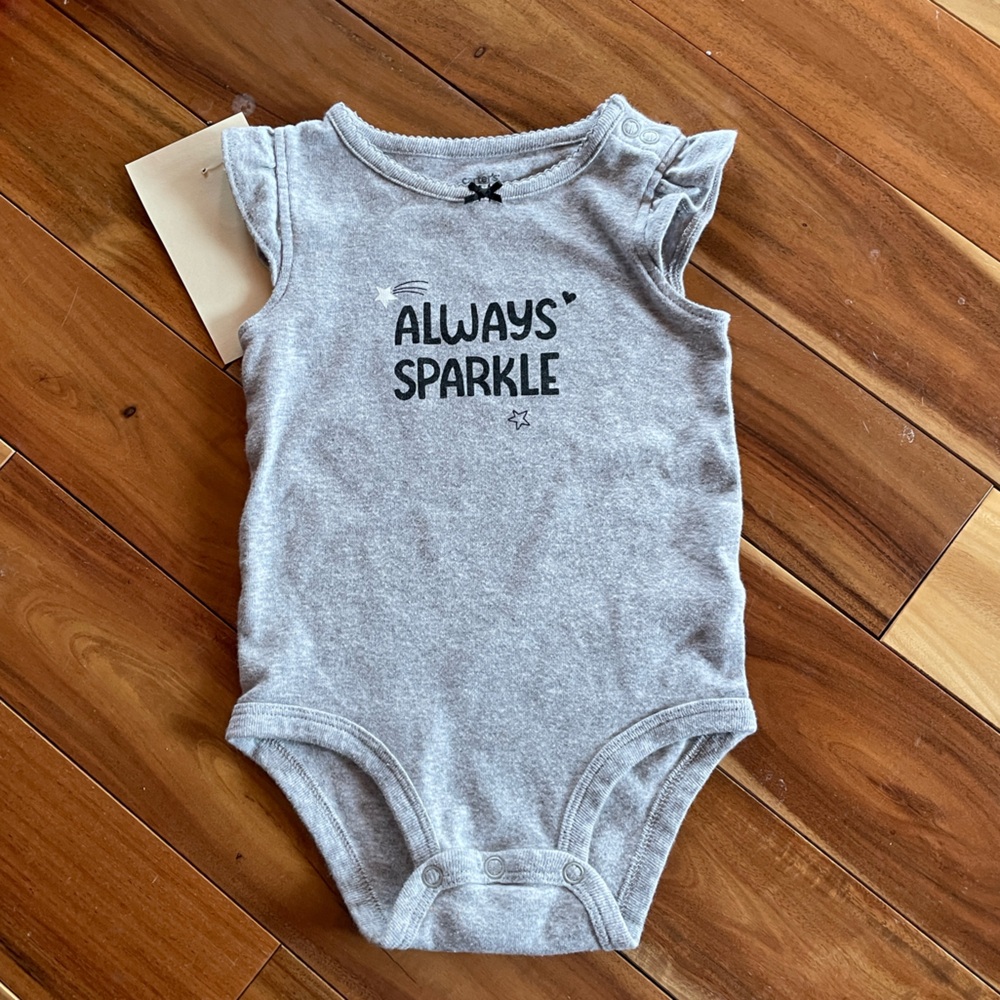 Gray Baby Onesie with 'Always Sparkle' Print